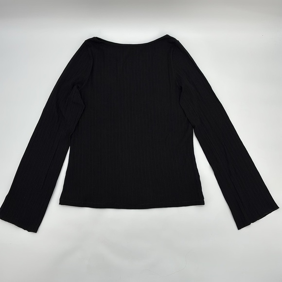 Madewell Ribbed Long-Sleeve Boatneck Top in Jet Black size M NWT NS805 - Picture 5 of 11